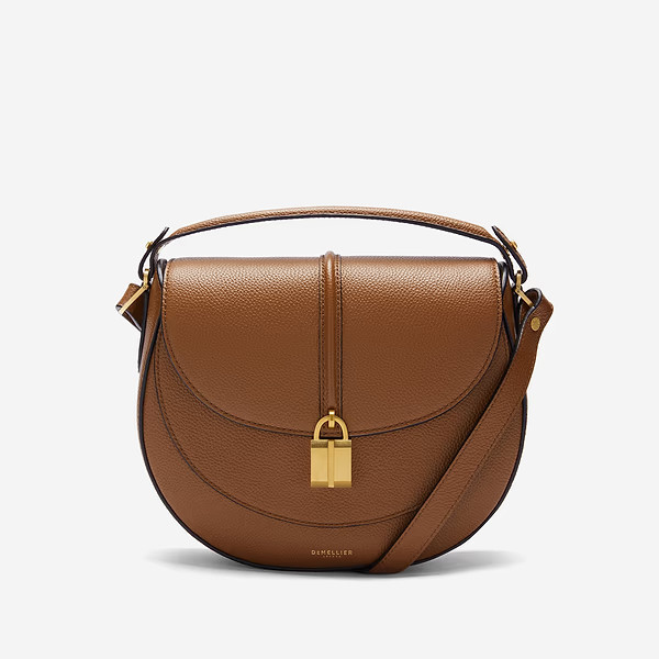 The Siena Saddle | Tan Small Grain | Demellier | DeMellier