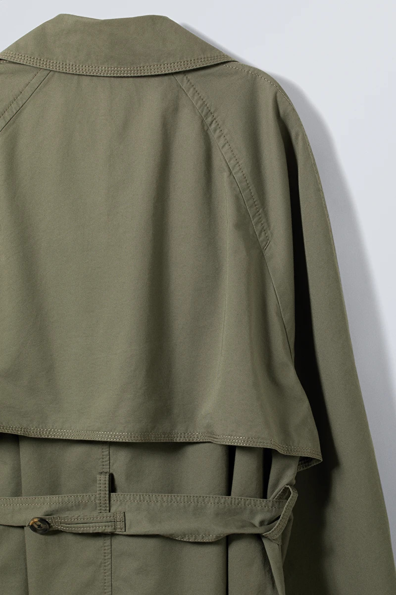 Travis Oversized Trench Coat - Khaki green - Weekday FR | Weekday