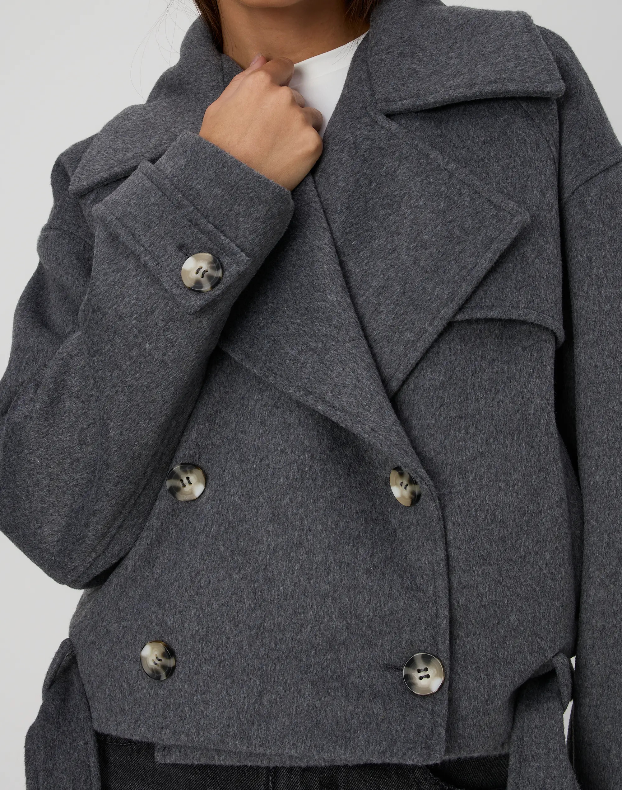 Wool Blend Cropped Trench Coat | Glassons (Australia)