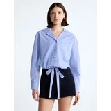 Free Assembly Women's and Women's Plus Cotton Poplin Tie Waist Shirt with Long Sleeves, Sizes XS-... | Walmart (US)