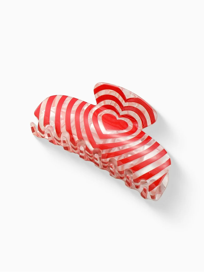 Way to Celebrate Valentine's Day Striped Heart Claw Clip, 1 Piece | Walmart (US)