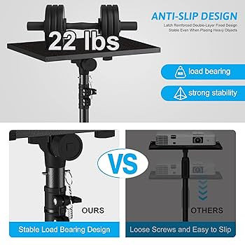 Projector Stand Tripod from 23" to 46", Laptop Tripod Stand Height Adjustable with Gooseneck Phon... | Amazon (US)