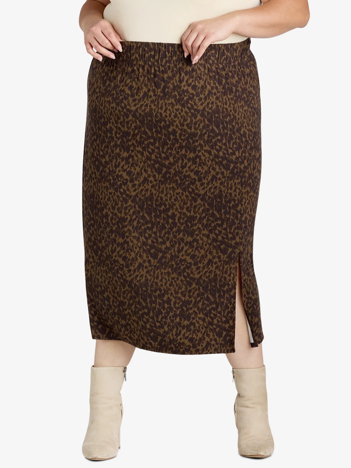 Terra & Sky Women's Plus Size Knit Midi Skirt, Sizes 0X-4X | Walmart (US)