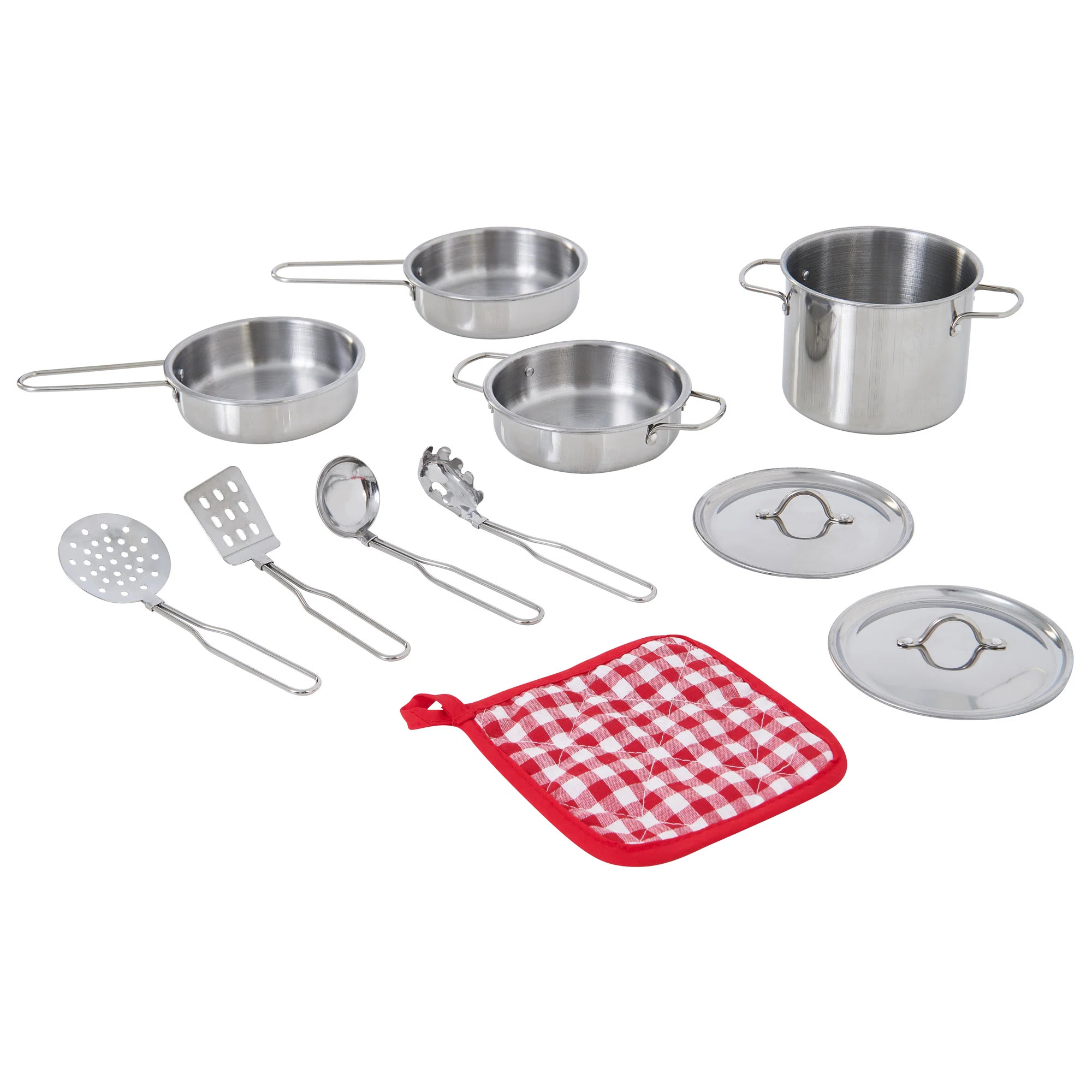 Teamson Kids 11-Piece Accessory Little Chef Frankfurt Stainless Steel Pot & Pans Cooking Set | Wayfair North America