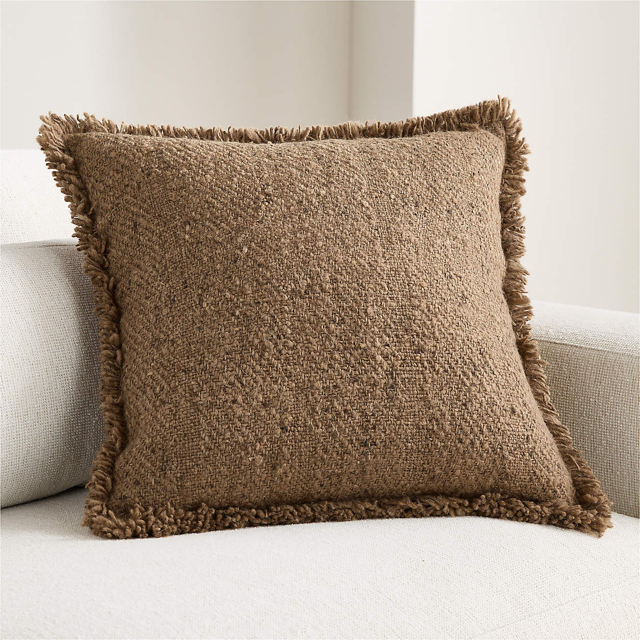 Hilcot Wool 20"x20" Light Grey Throw Pillow Cover | Crate & Barrel | Crate & Barrel