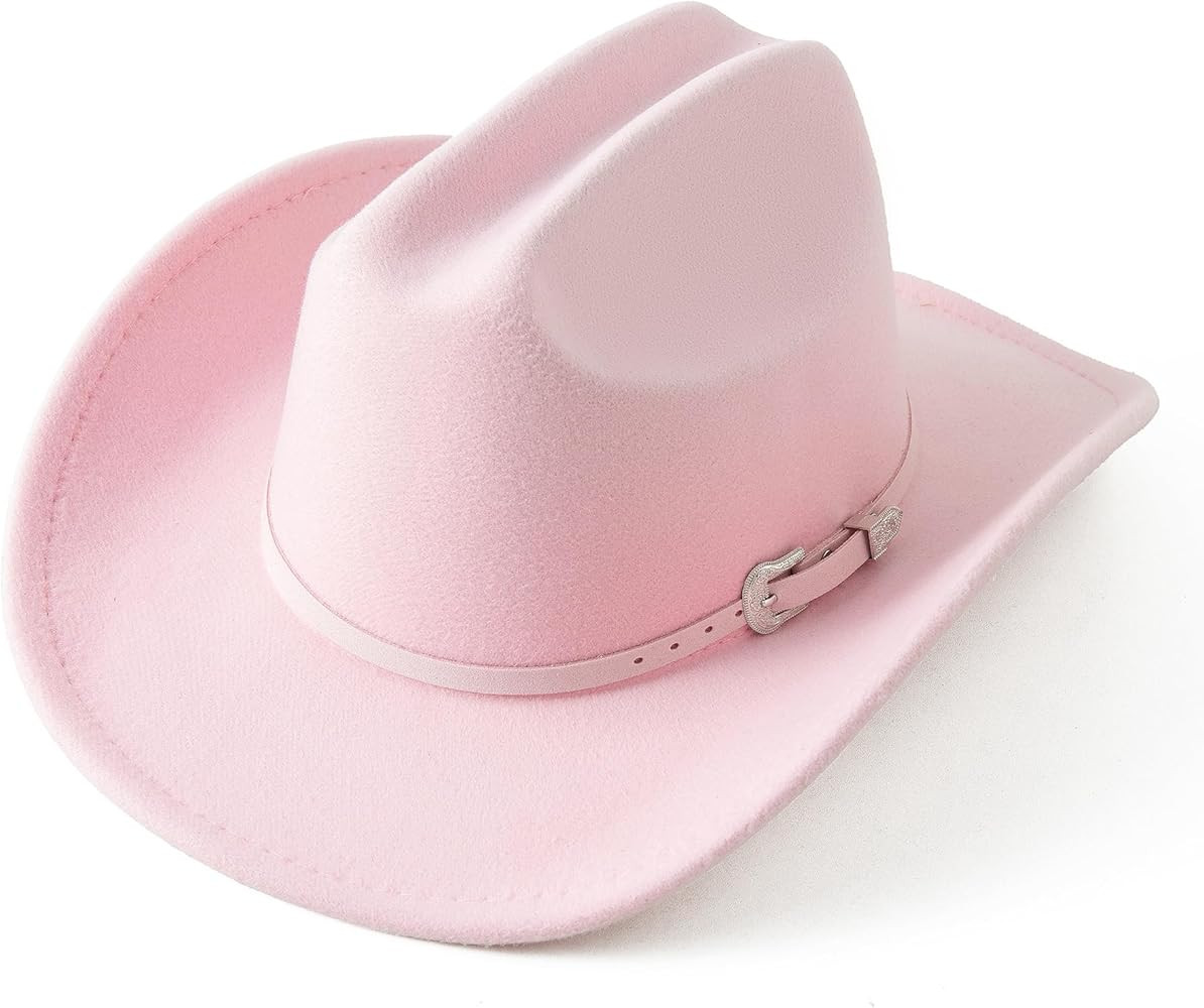 Jastore Kids Western Cowboy Hat for Girl Boy Wide Brim Beach Cowgirl Hat with Belt Buckle Cattlem... | Amazon (US)