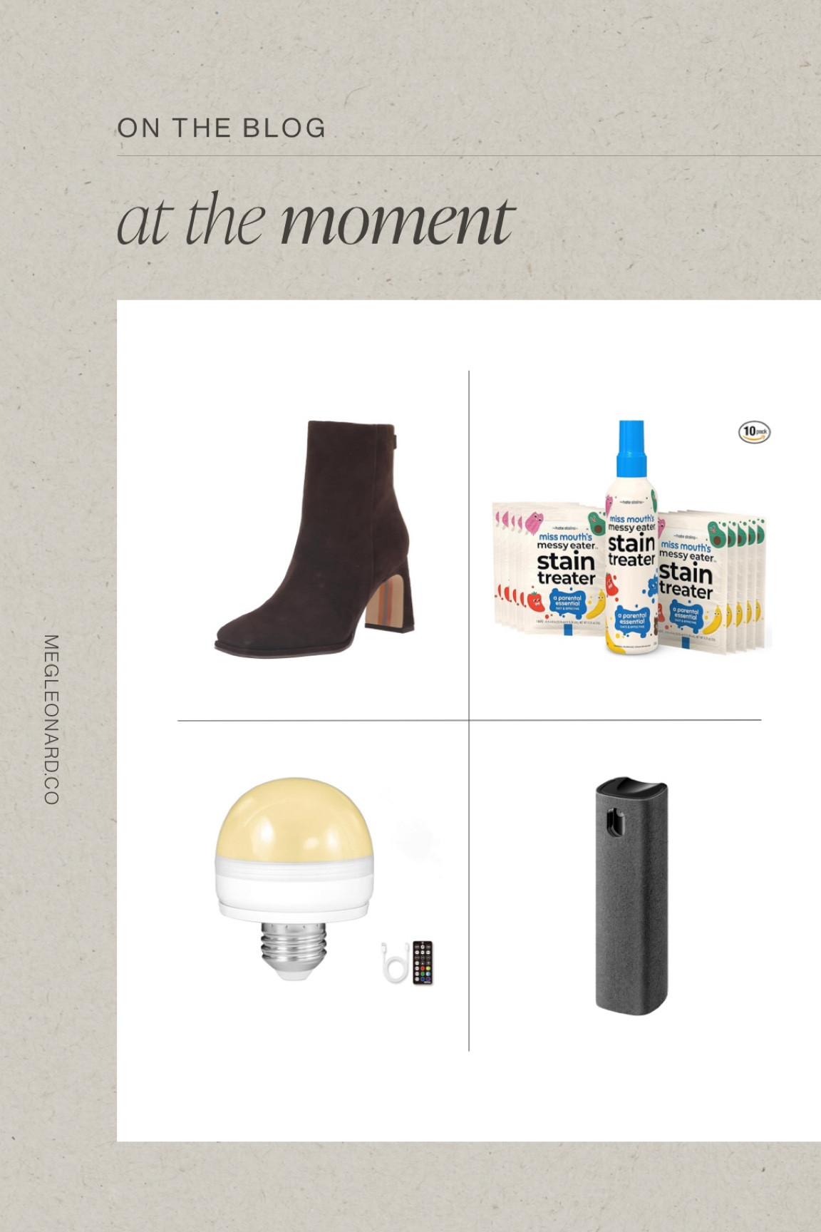 This weeks items that I’m loving at the moment to inspire your home, fashion style, well-being, health and overall lifestyle!
•
•
•
amazon finds, neutral style, amazon home, amazon deals, home decor, affordable fall style, chocolate brown boots, booties, chic style, stain remover, baby must haves, battery operated light bulb, car essentials, screen cleaner 

Follow my shop @megleonardco on the @shop.LTK app to shop this post and get my exclusive app-only content!

#liketkit #LTKHoliday 
@shop.ltk
https://liketk.it/4qB8I 

#LTKhome #LTKSeasonal #LTKstyletip #LTKhome #LTKsalealert