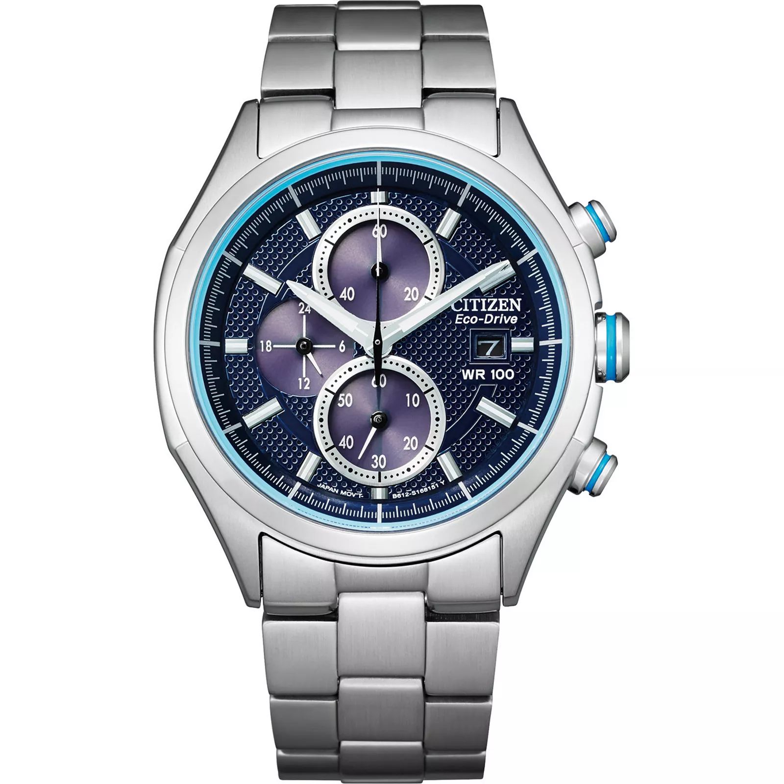 Citizen Eco-Drive Men's Blue Dial Chronograph Watch, Size: Large, Silver | Kohl's