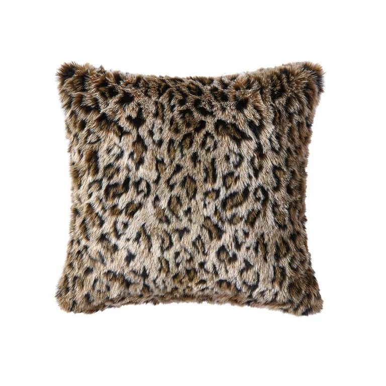 Mainstays Leopard Faux Fur Throw Pillow, 18x18 - Walmart.com | Walmart (US)