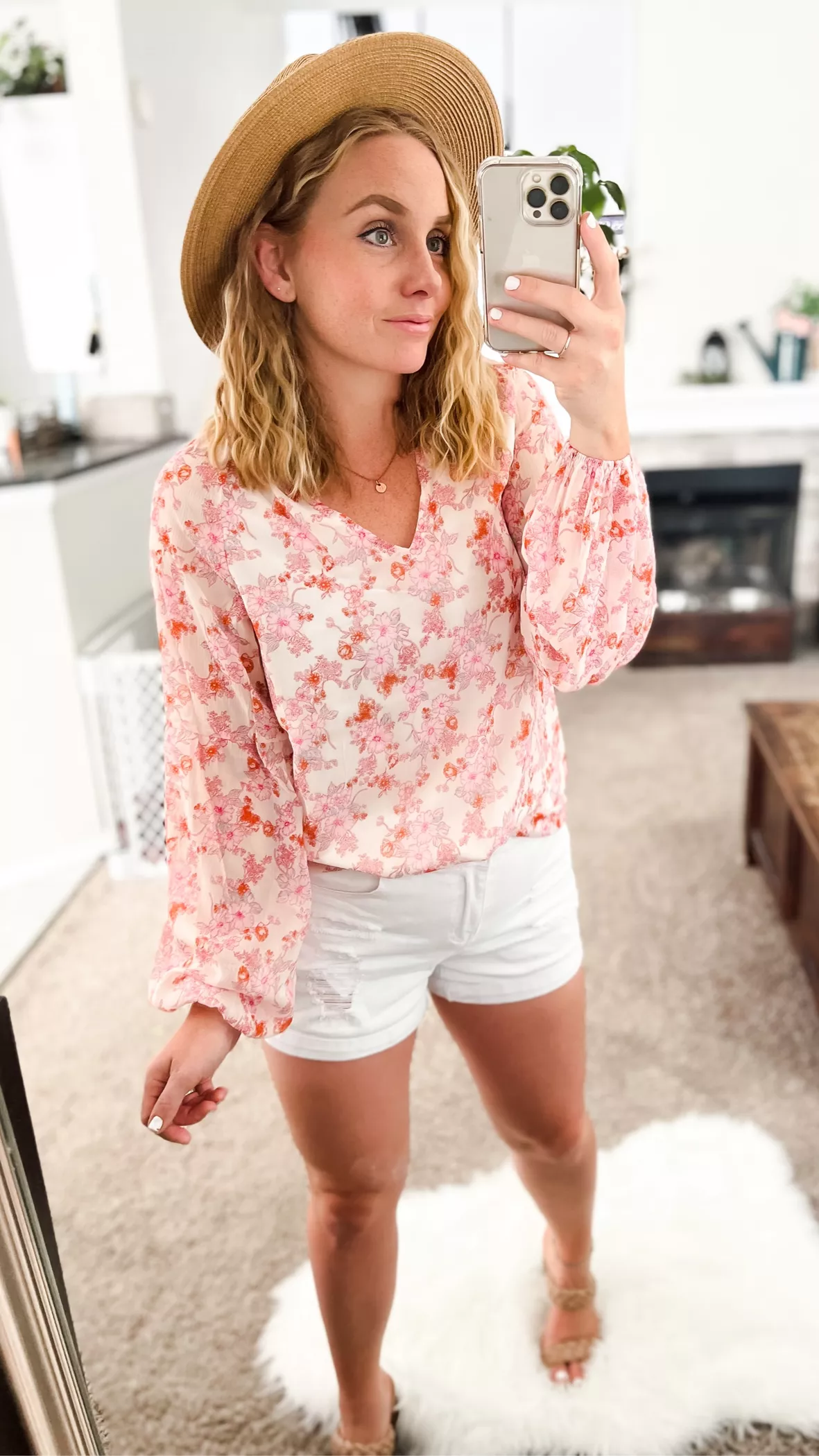 SHEWIN Women's Casual Boho Floral Print V Neck Long Sleeve Loose Blouses  Shirts Tops