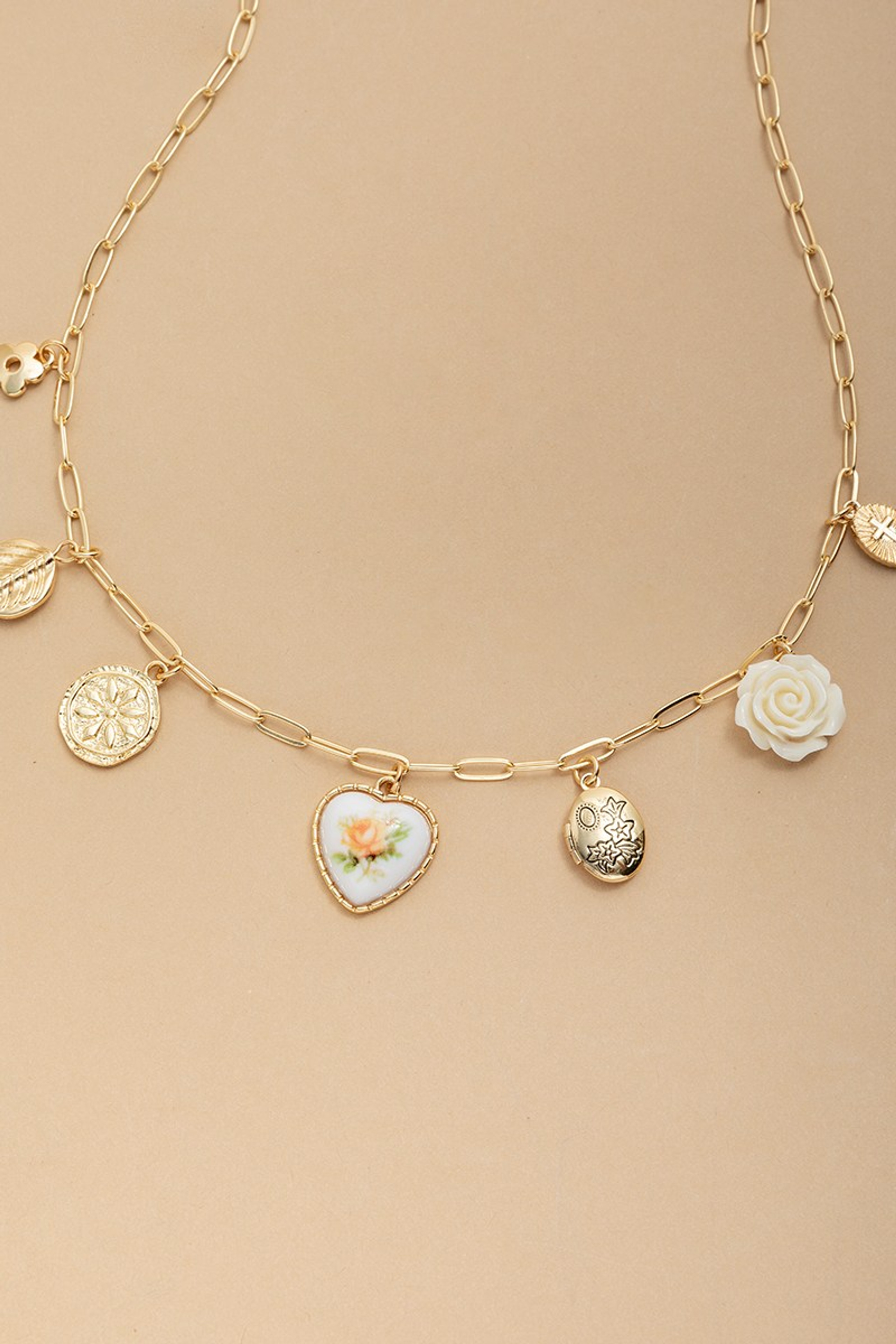 Tracy Floral Heart Charm Necklace | Francesca's