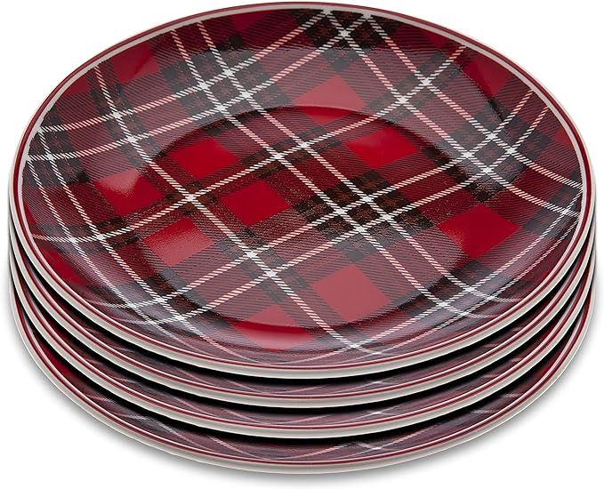 Godinger Holiday Plates Set, Christmas Decorations, Christmas Decor, Plaid Plate Set - 6", Set of... | Amazon (US)