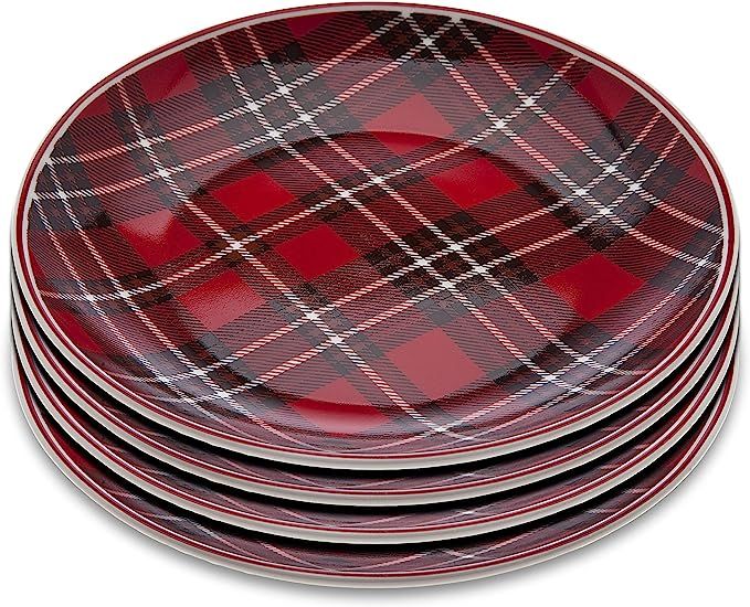 Godinger Holiday Plates Set, Christmas Decorations, Christmas Decor, Plaid Plate Set - 6", Set of... | Amazon (US)