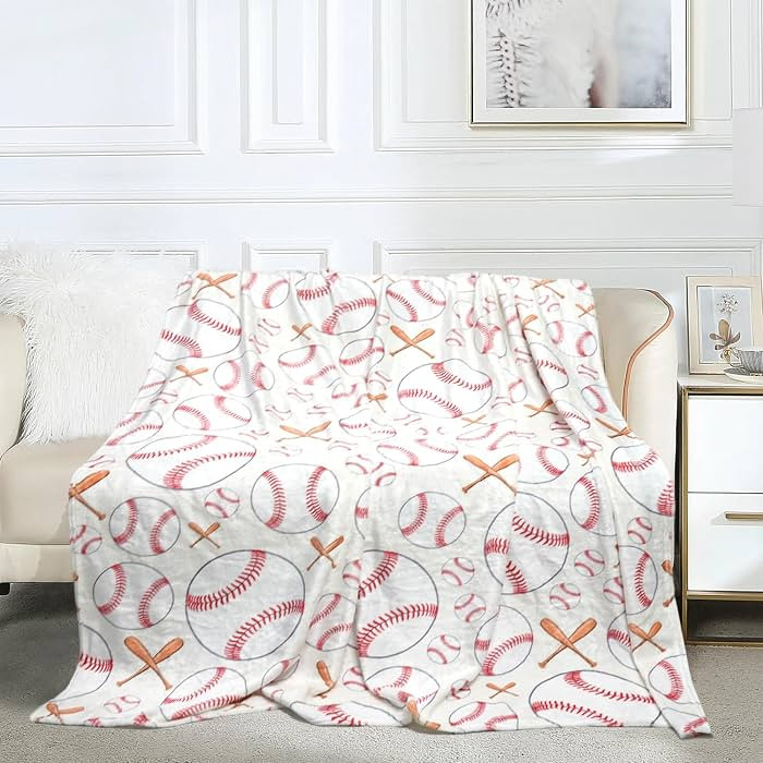 Baseball Blanket 50x60 Inch, Flannel Beige Throw for Lovers, Girls, Boys, Adults, Family, Friends... | Amazon (US)