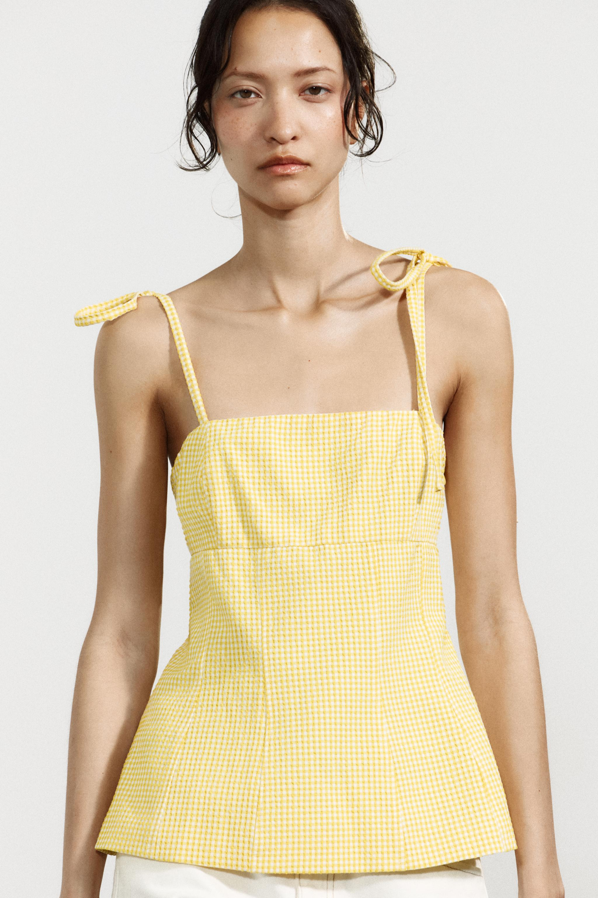 GINGHAM BOW TOP | Zara US