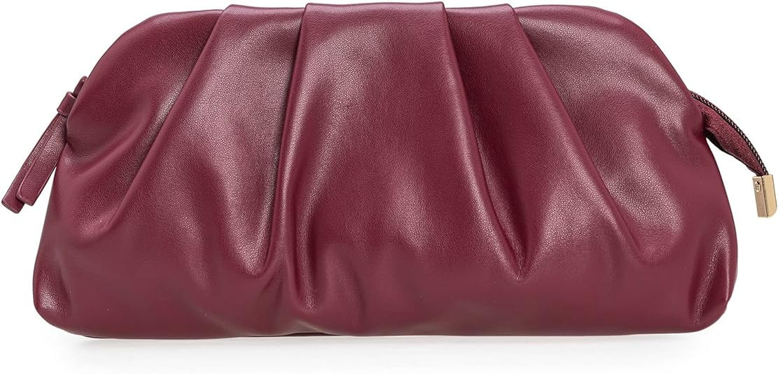 CHARMING TAILOR Chic Soft Vegan Leather Clutch Bag Dressy Pleated PU Evening Purse for Women | Amazon (US)