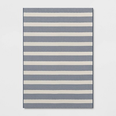 7'x10' Thick Striped Woven Rectangular Outdoor Area Rug Blue - Threshold™ designed with Studio ... | Target