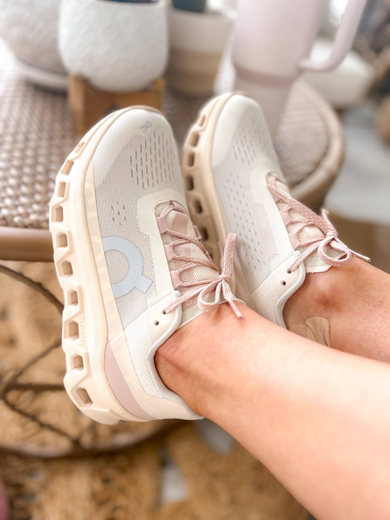 Womens On Cloudmonster sneakers-color is moon/fawn-size up a half size bc they run small 