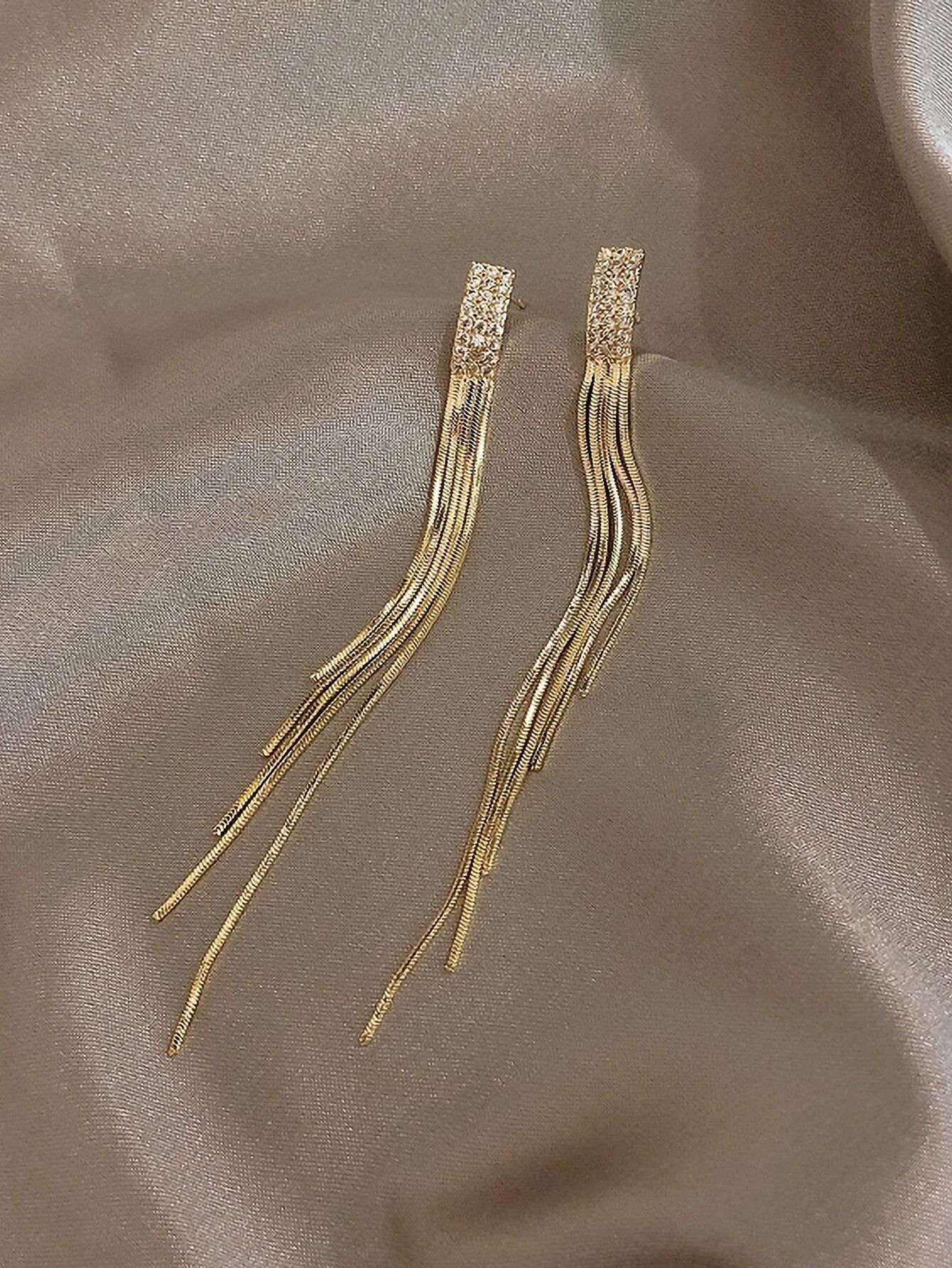 Rhinestone Decor Metal Tassel Drop Earrings | SHEIN