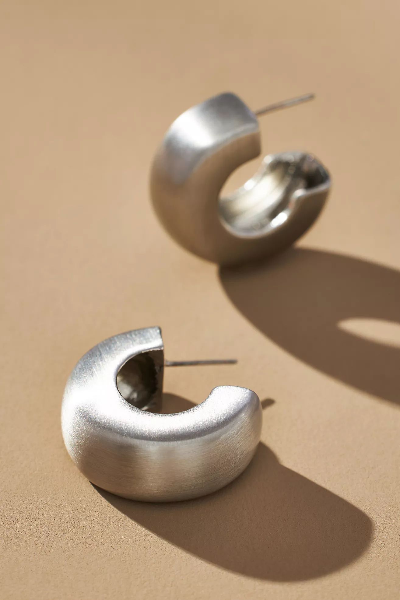 Brushed Metal Wide Hoop Earrings | Anthropologie (US)