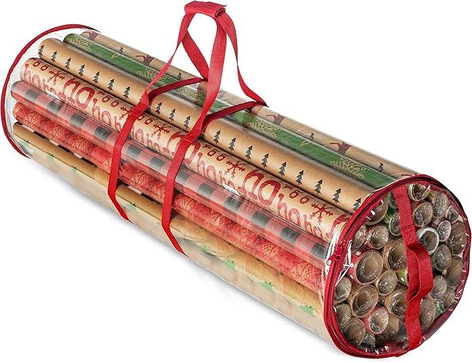 ZOBER Christmas Wrapping Paper Storage Bag - Fits 14 to 20 Standard Rolls Upto 40"- Slim Design U... | Amazon (US)