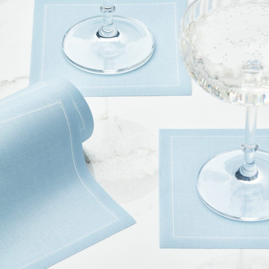Foggy Blue Cotton Cocktail Napkins 50 Units - Set of 4 | MY DRAP