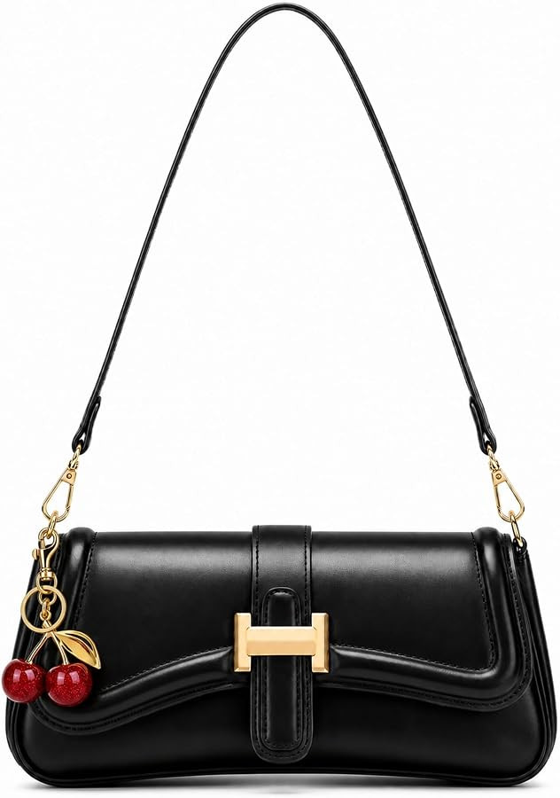 Shoulder Bag for Women, Vintage Crossbody Purse with 2 Straps, Small Vegan Leather Hobo Handbag | Amazon (US)