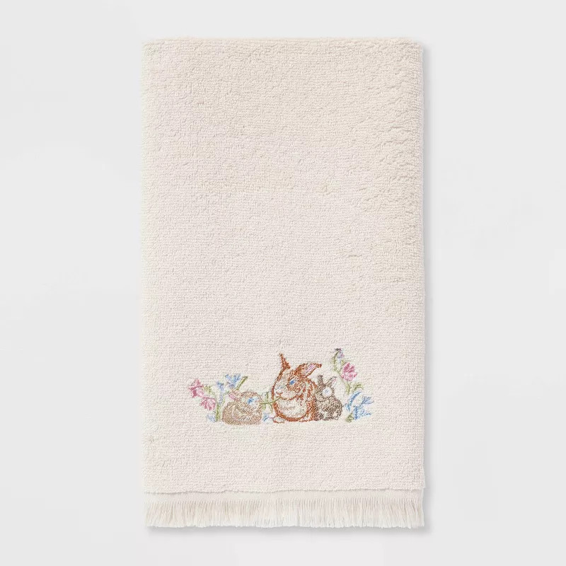 Bunny Embroidered Easter Hand Towel White - Threshold™ | Target