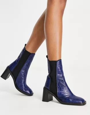 ASOS DESIGN Ratings leather chelsea boots in blue croc | ASOS | ASOS (Global)
