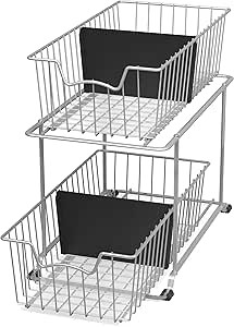 SimpleHouseware 2 Tier Cabinet Wire Basket Drawer Organizer, Grey | Amazon (US)