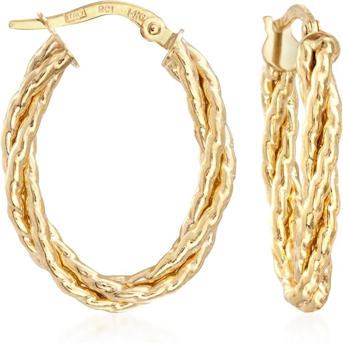 Ross-Simons Italian 14kt Yellow Gold Twisted Oval Hoop Earrings | Amazon (US)