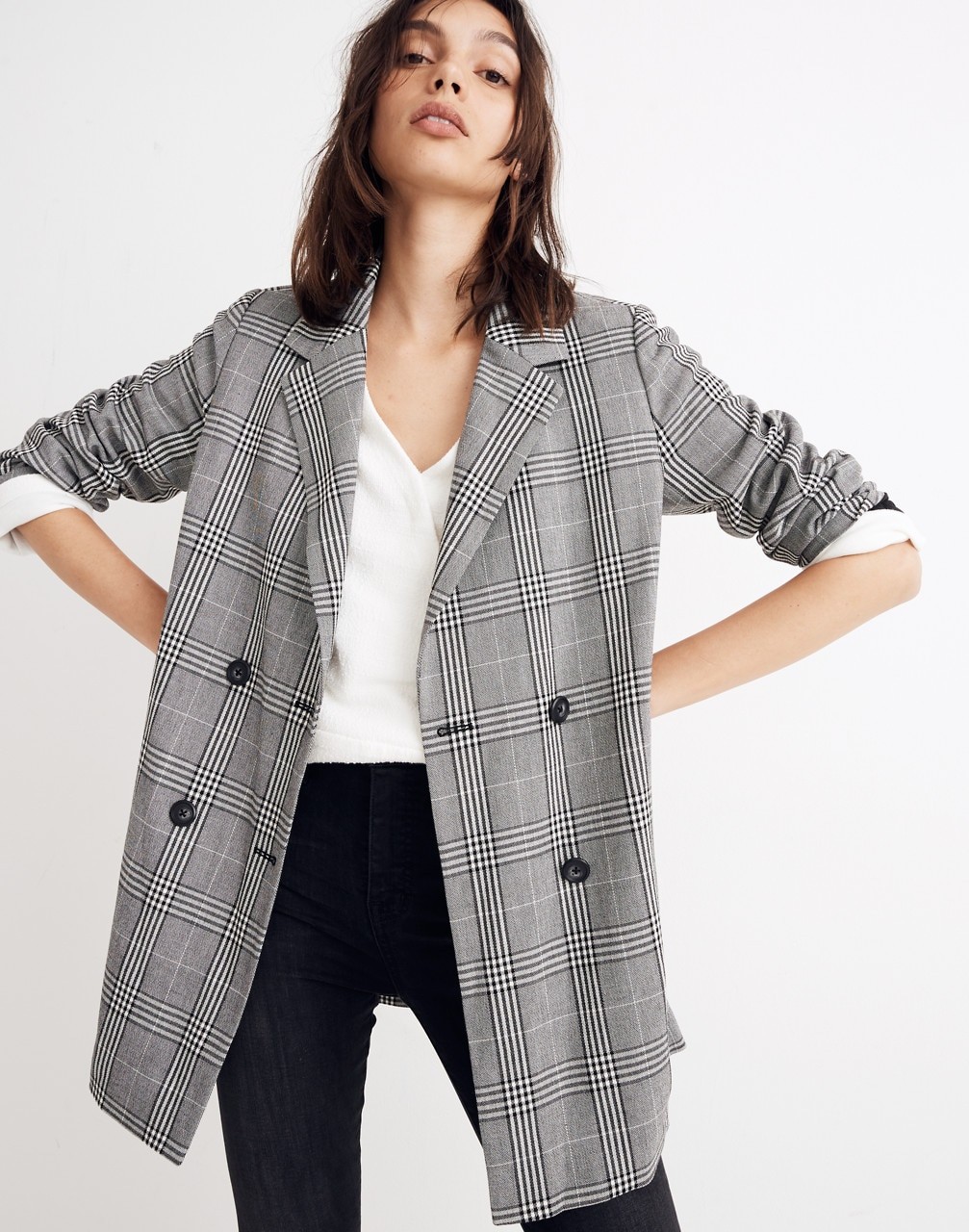 Caldwell Double-Breasted Blazer in Plaid | Madewell