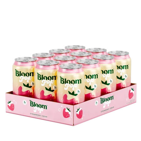Bloom Nutrition Pop Prebiotic Soda, Strawberries & Cream, 12 fl oz, 12 Pack | Walmart (US)