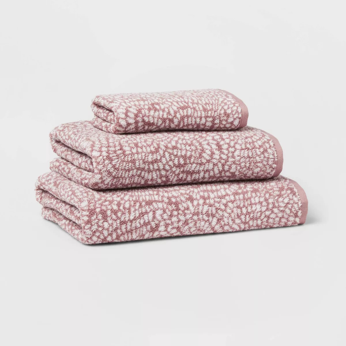 Performance Plus Bath Towel Mauve Geo - Threshold™: Heavyweight Cotton, Jacquard Terry, Fade-Re... | Target