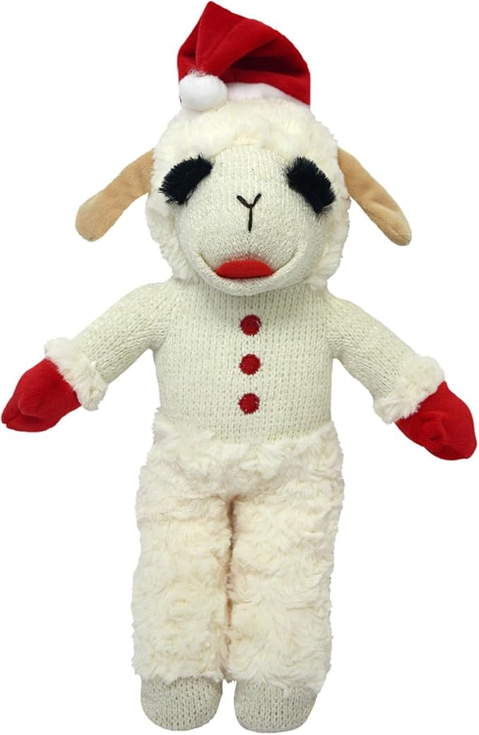 Multipet Lamb Chop Dog Plush Toy w/Santa Hat - Dog Toy for All Dogs - Extra Soft Plush Dog Toy - ... | Amazon (US)