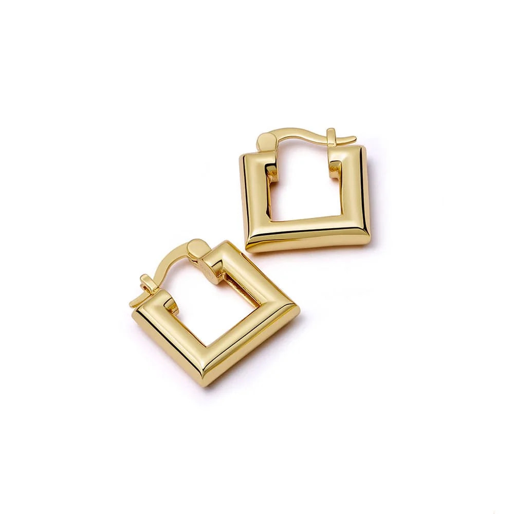 Polly Mini Chubby Square Hoop Earrings 18ct Gold Plate | Daisy London Jewellery