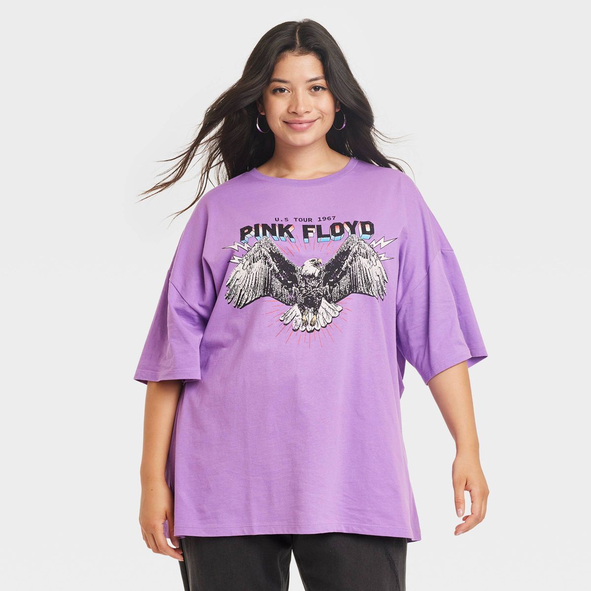 Women's Pink Floyd Short Sleeve Oversized Graphic T-Shirt - Purple | Target