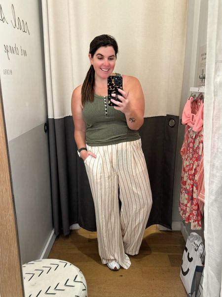 I’m not going to lie, I want to live in these pants! They are a lightweight linen and they feel like a dream on! If they were so sheer, I would suggest these could be worn in the office, but they would be super cute for an everyday look or a swim coverup! The tank and pants will both be part of the Spring Sale! 

#LTKstyletip #LTKSpringSale #LTKmidsize