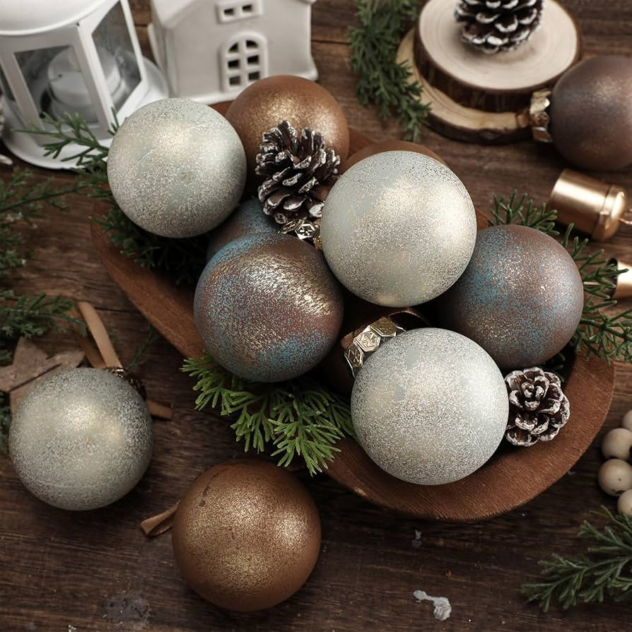 12 Pcs Neutral Textured Christmas Ball Ornaments 2.36'' Vintage Christmas Tree Decor Modern Rusti... | Amazon (US)