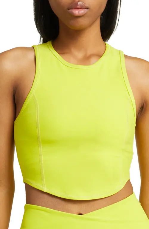 Beyond Yoga Motivate Crop Tank in True Chartreuse Heather at Nordstrom, Size Small | Nordstrom