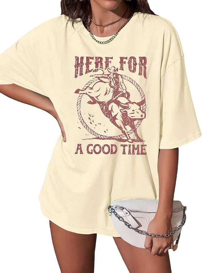 MYHALF Western Shirts Women Cowgirl T-Shirt: Oversized Country Music Graphic Tees Retro Short Sle... | Amazon (US)