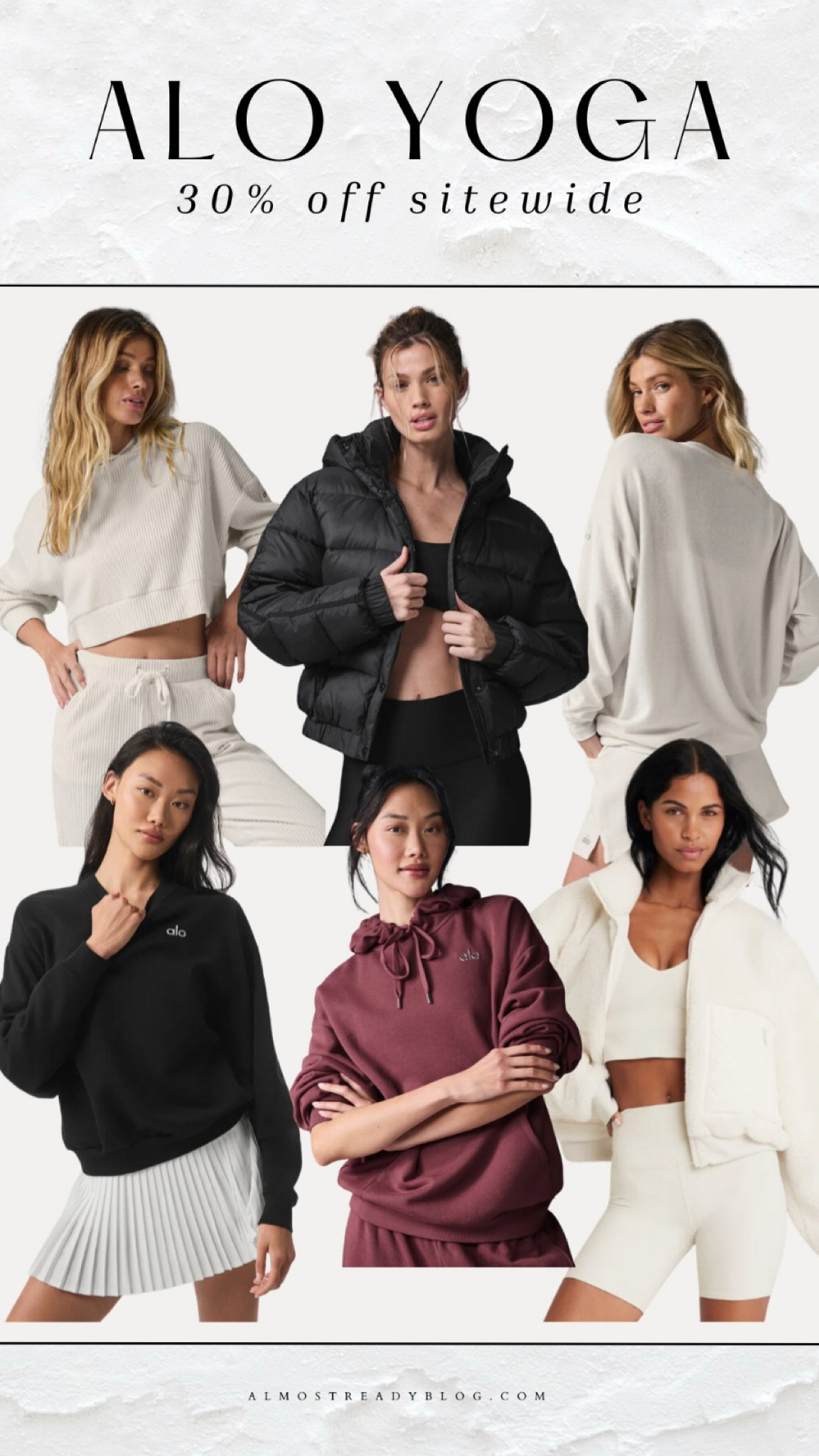Alo Yoga 30% off sitewide, athleisure, puffer jacket, hoodie, activewear 

#LTKCyberWeek #LTKFindsUnder100 #LTKSaleAlert