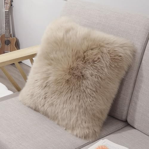 LLB Genuine Sheepskin Throw Pillow Covers Fluffy Decorative Square Couch Pillow Covers 18x18 Pill... | Amazon (US)