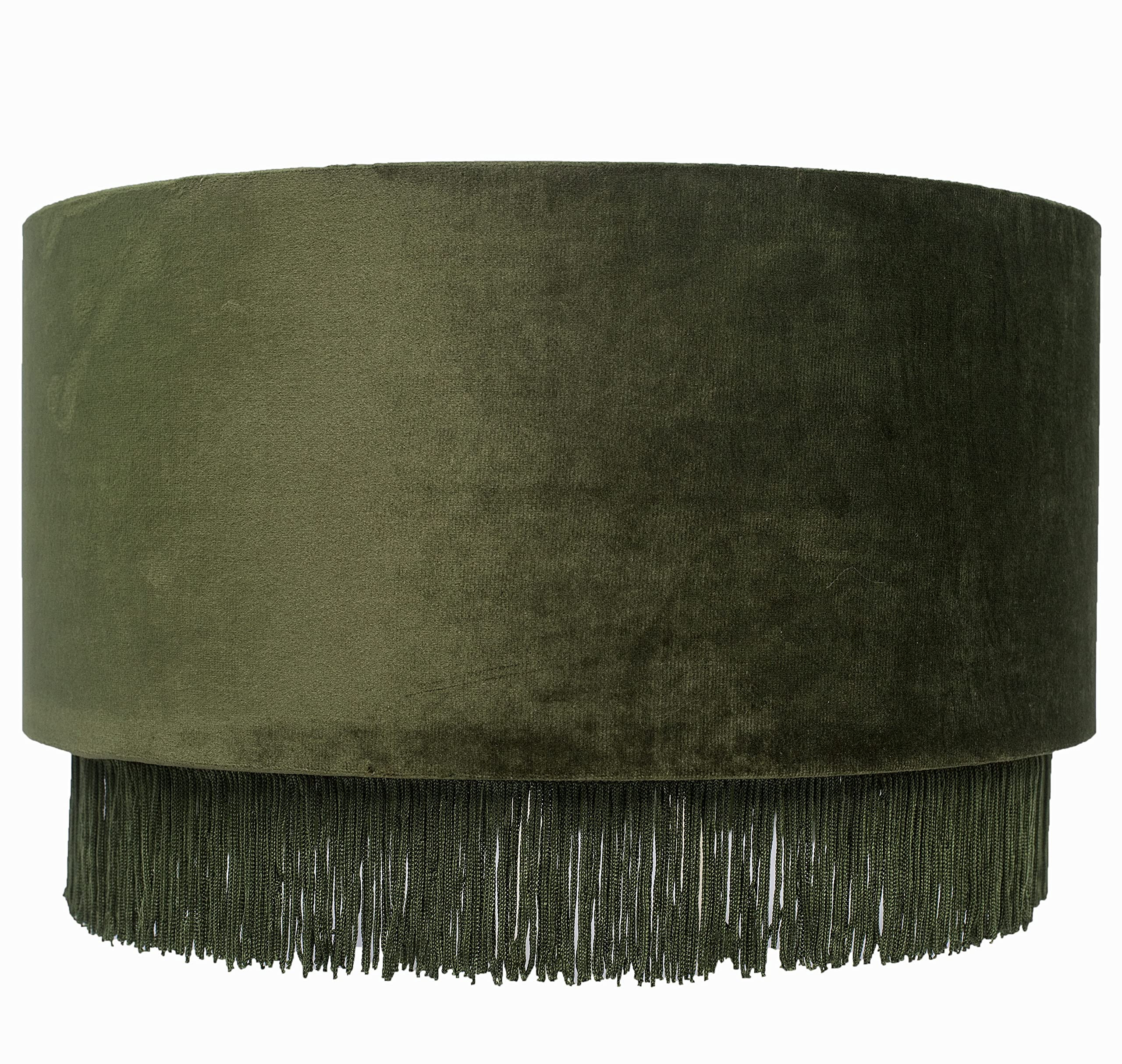 Tristan Home Premium Velvet Drum Lamp Shade with Fringe (Olive Green) 40cm Width 26cm Height (Inc... | Amazon (US)
