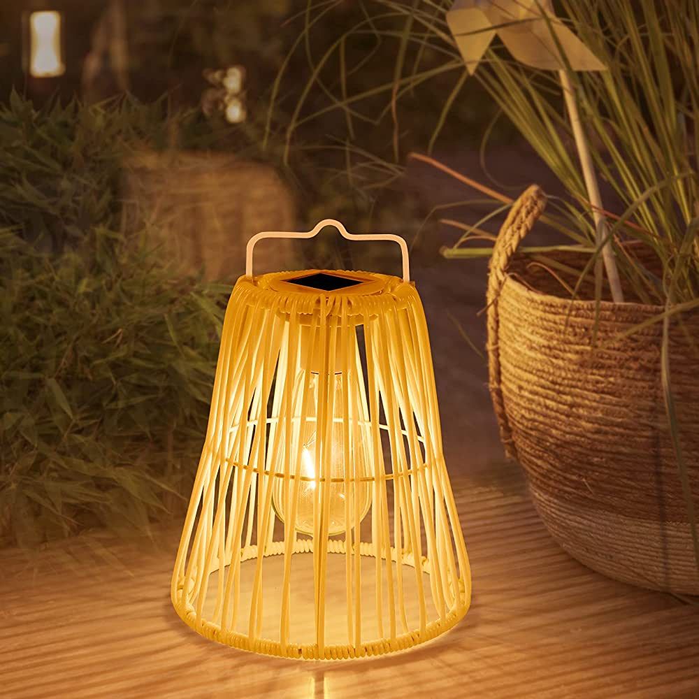 GIBMIDSER Solar Lantern Outdoor Hanging Light Waterproof Rattan Garden Lantern Decorative with Ed... | Amazon (US)