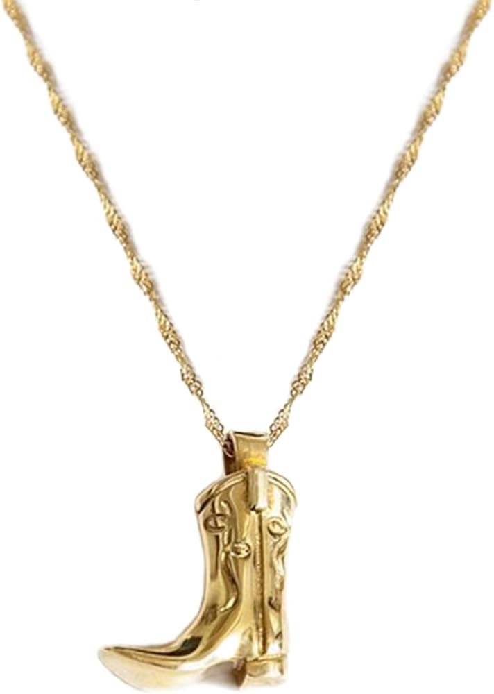 Cowboy Boot Necklace Cowgirl Necklace Western Necklaces for Women Gold Cowgirl Hats Boot Necklace... | Amazon (US)