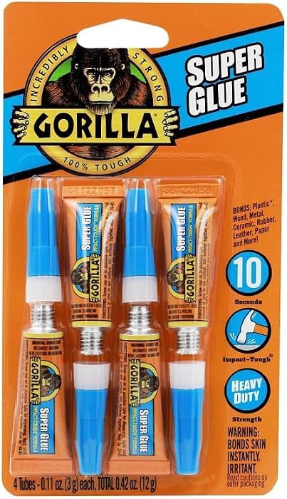 Gorilla Super Glue, Clear Glue, Four 3 Gram Tubes (Pack of 1) - All Purpose and Fast Setting for ... | Amazon (US)