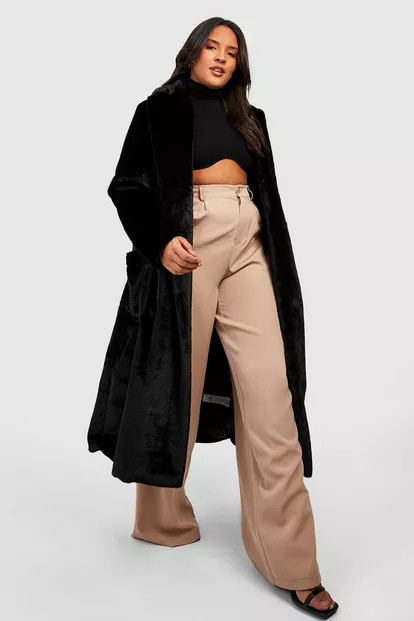 Plus Faux Fur Longline Coat | Boohoo.com (UK & IE)