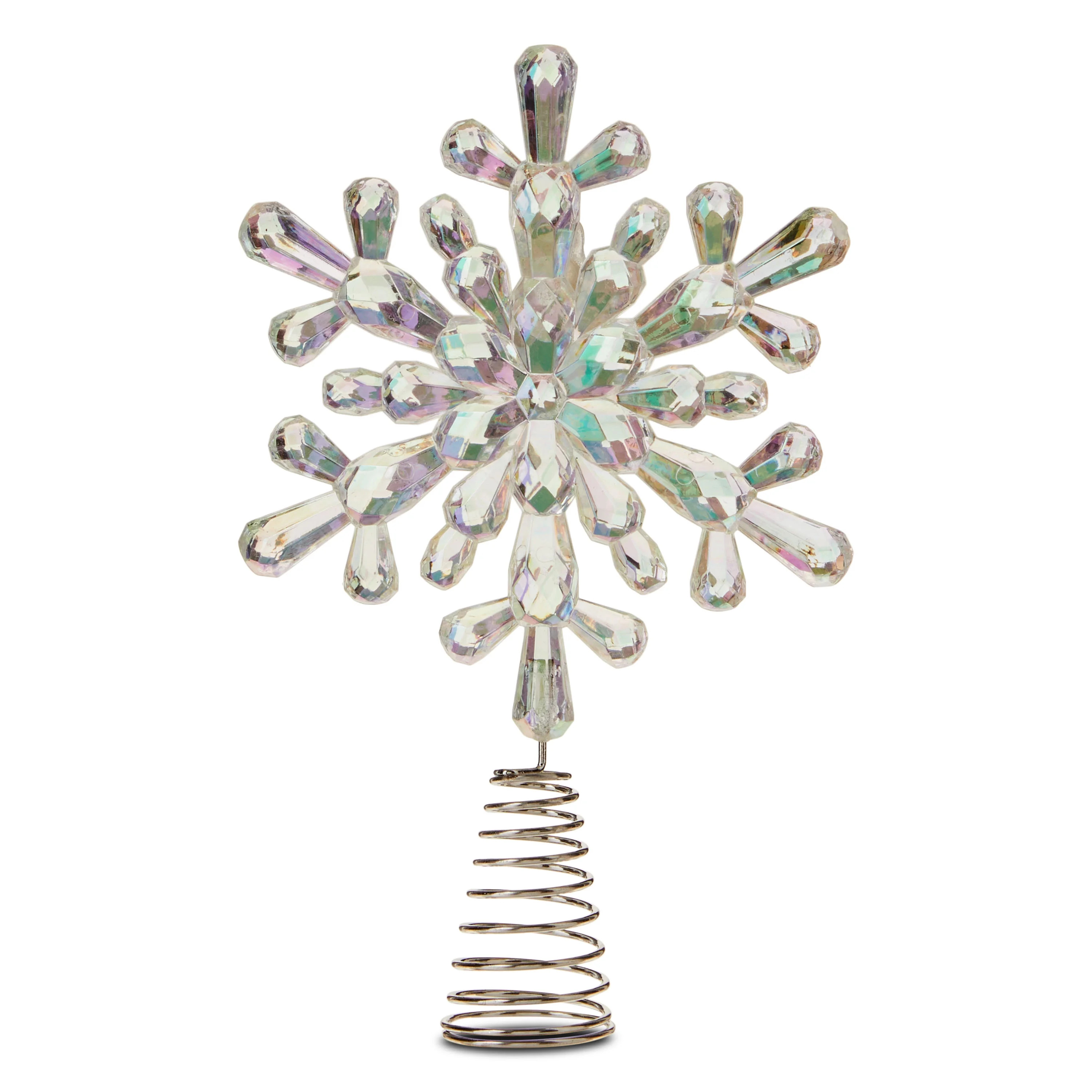 Clear Acrylic Snowflake Mini Christmas Tree Topper, 6", by Holiday Time | Walmart (US)