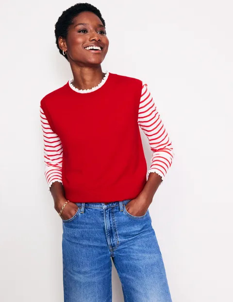 Eva Cashmere Tank - Rouge Red | Boden UK | Boden UK